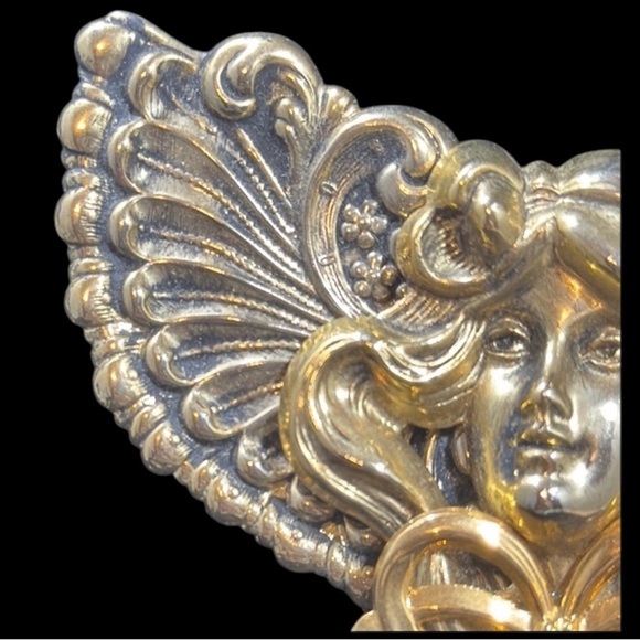 Vintage estate signed Jane 1994 angel, cherub wings Elegant Gold Tone Brooch Pin - Picture 4 of 10